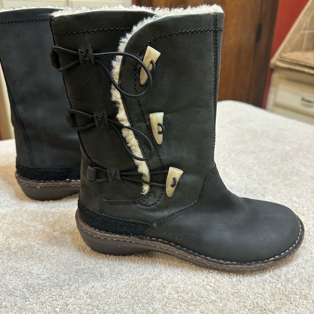 UGG Black Shearling-Lined Winter Boots